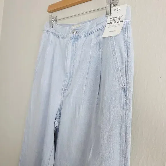 Madewell The Harlow Wide-Leg Trouser Jeans Airy Denim Tencel Light Blue 27 NWT - Picture 13 of 16
